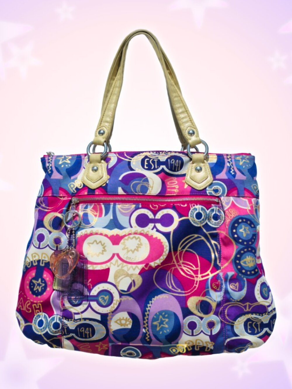 Coach No. 18342 Y2K Poppy Pop C Glam Signature Graffiti Large Tote